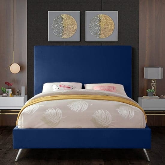 Jonesboro Plush Velvet Upholstered Super King Size Bed In Blue_2