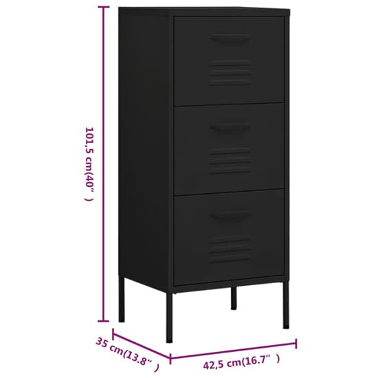 Jordan Steel Storage Cabinet With 3 Drawers In Black_6