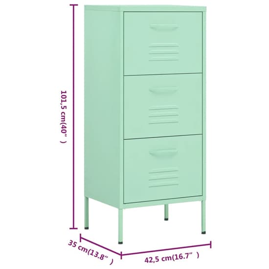 Jordan Steel Storage Cabinet With 3 Drawers In Mint_6