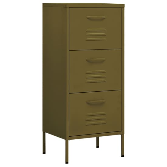 Jordan Steel Storage Cabinet With 3 Drawers In Olive Green_2