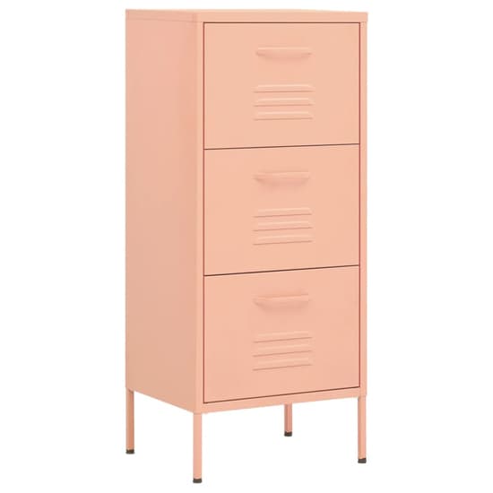 Jordan Steel Storage Cabinet With 3 Drawers In Pink_2