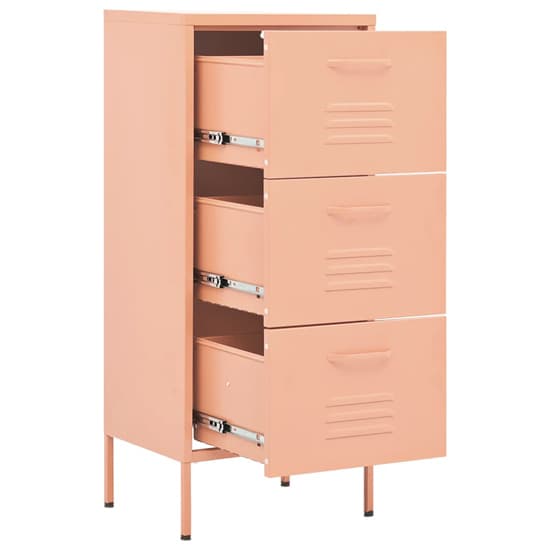 Jordan Steel Storage Cabinet With 3 Drawers In Pink_4