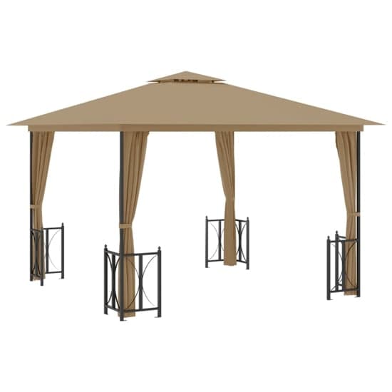 Josie 3m x 3m Gazebo With Sidewalls And Double Roofs In Taupe_2