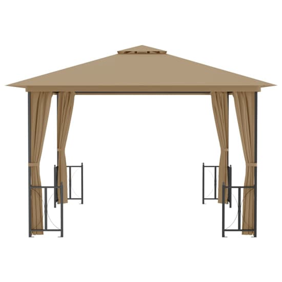 Josie 3m x 3m Gazebo With Sidewalls And Double Roofs In Taupe_3