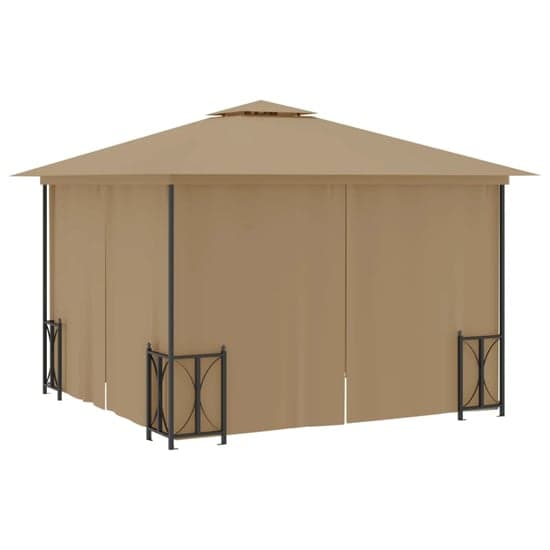 Josie 3m x 3m Gazebo With Sidewalls And Double Roofs In Taupe_4
