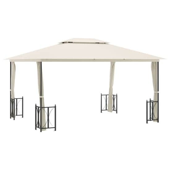 Josie 3m x 4m Gazebo With Sidewalls And Double Roofs In Cream_2