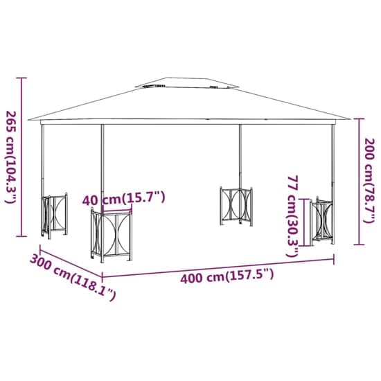 Josie 3m x 4m Gazebo With Sidewalls And Double Roofs In Cream_6