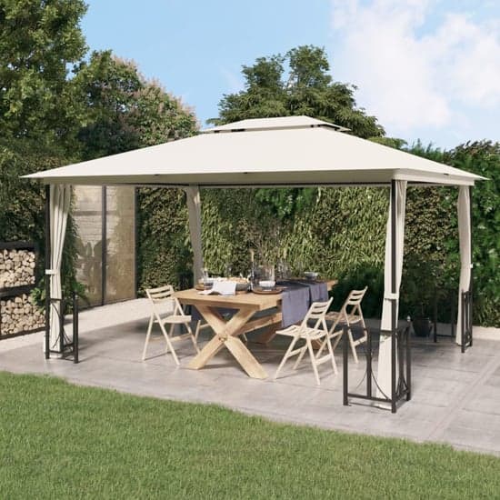 Josie 3m x 4m Gazebo With Sidewalls And Double Roofs In Cream_1