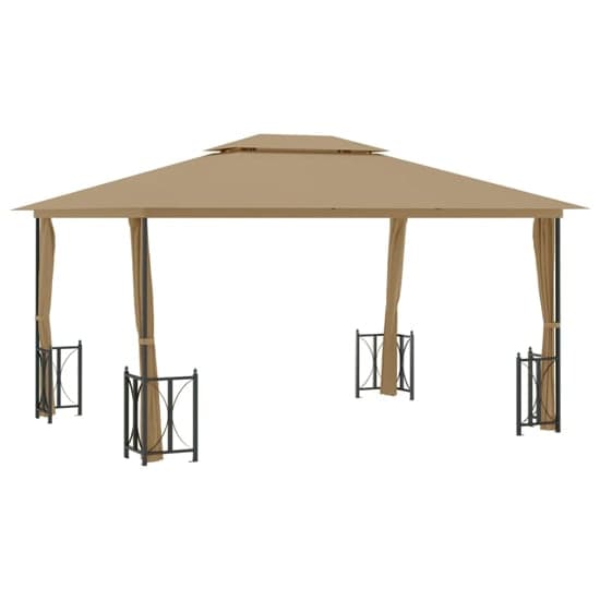 Josie 3m x 4m Gazebo With Sidewalls And Double Roofs In Taupe_2