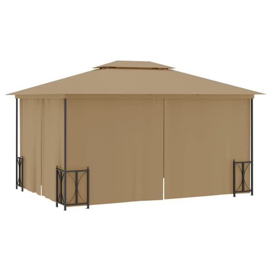 Josie 3m x 4m Gazebo With Sidewalls And Double Roofs In Taupe_4