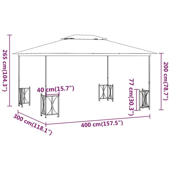 Josie 3m x 4m Gazebo With Sidewalls And Double Roofs In Taupe_6
