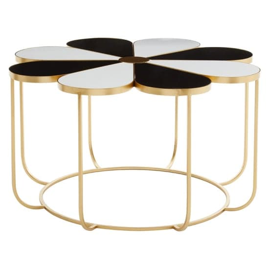 Judie Black And White Petal Shape Side Table With Gold Frame_1
