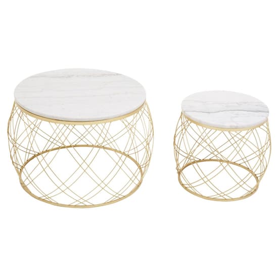 Judie Marble Top Set Of 2 Side Tables With Gold Metal Frame_2