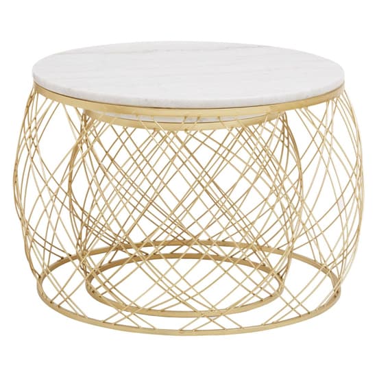 Judie Marble Top Set Of 2 Side Tables With Gold Metal Frame_3