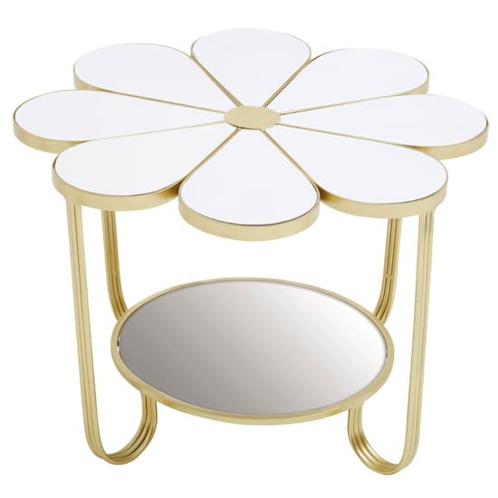 Judie White Petal Shape Side Table With Gold Frame_2