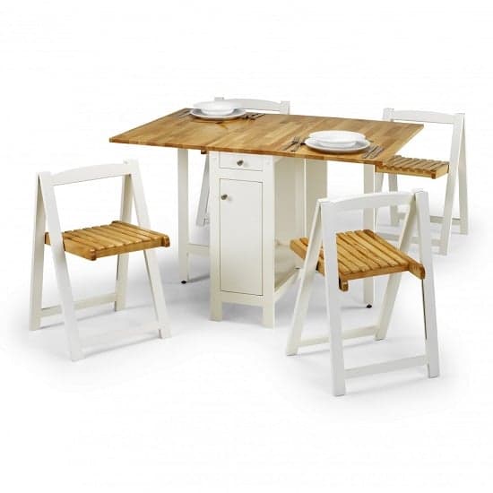 Saidi Natural And White Dining Table With 4 Folding Chairs_1