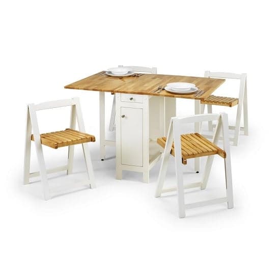 Saidi Natural And White Dining Table With 4 Folding Chairs_2