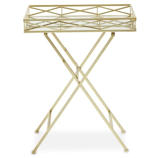 Julie Rectangular Glass Tray Side Table With Gold Metal Frame_2