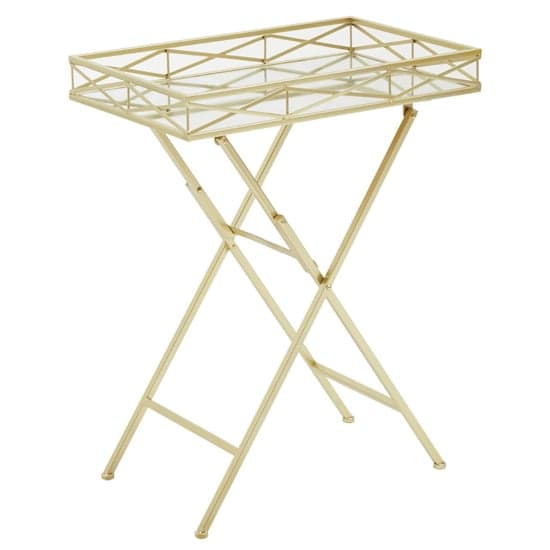 Julie Rectangular Glass Tray Side Table With Gold Metal Frame_1