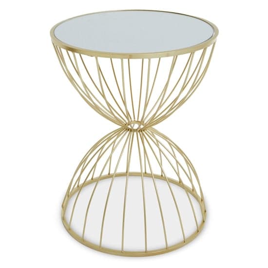 Julie Round White Glass Top Side Table With Gold Metal Frame_1