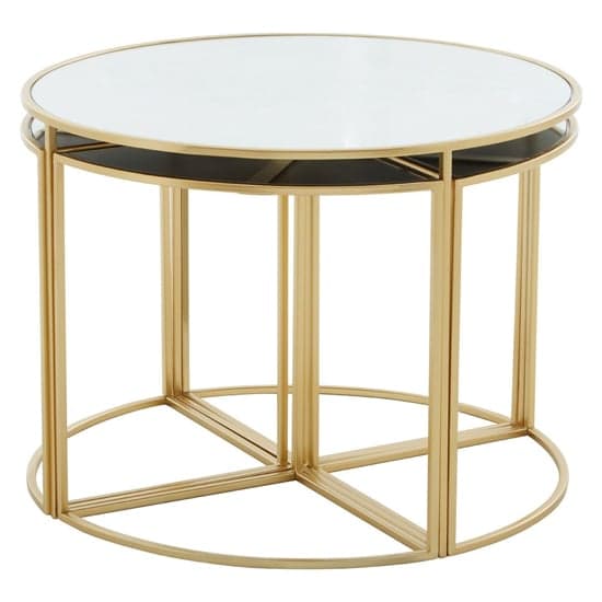 Julie White Glass Top Nest Of 5 Tables With Gold Metal Frame_2