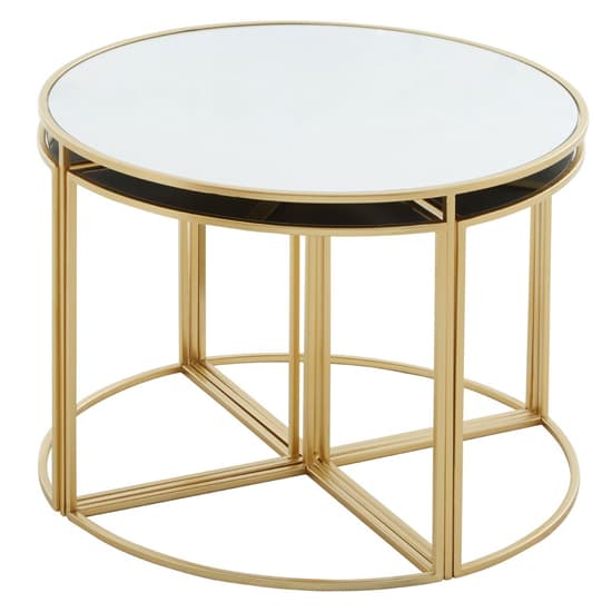 Julie White Glass Top Nest Of 5 Tables With Gold Metal Frame_3