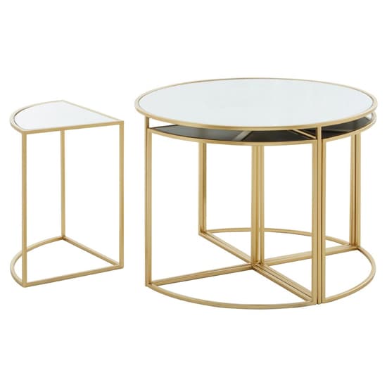 Julie White Glass Top Nest Of 5 Tables With Gold Metal Frame_4