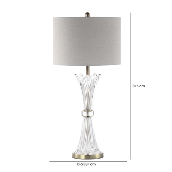 Juneau Grey Linen Shade Table Lamp With Crystal Base_2
