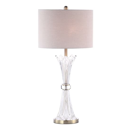 Juneau Grey Linen Shade Table Lamp With Crystal Base_3