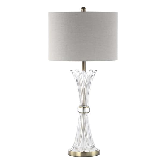 Juneau Grey Linen Shade Table Lamp With Crystal Base_1