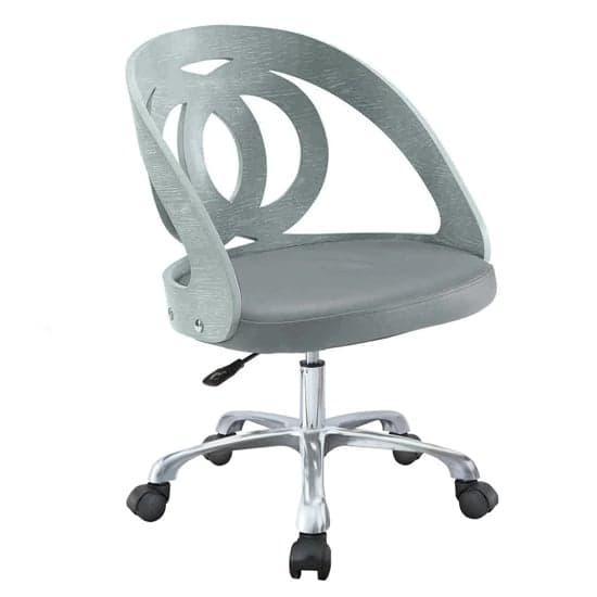 Juoly Faux Leather Home And Office Chair In Grey_2