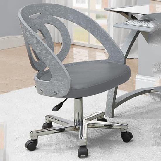 Juoly Faux Leather Home And Office Chair In Grey_1