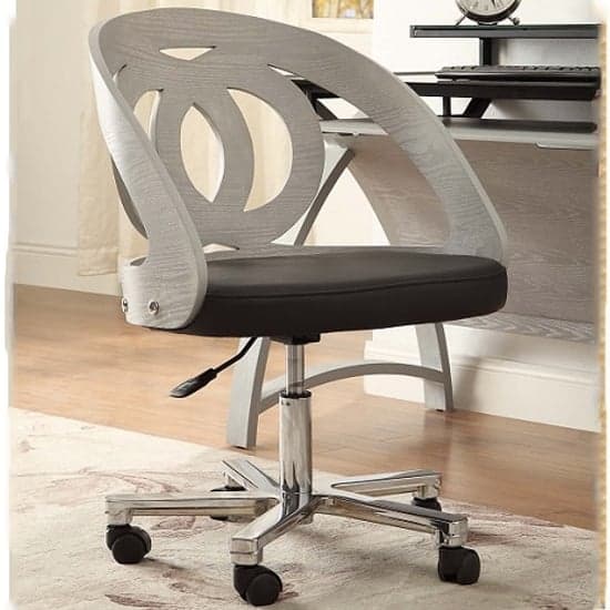 Juoly Office Chair In Black Faux Leather And Grey Ash_1