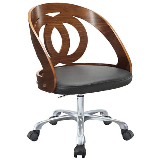 Juoly Walnut Finish Black Faux Leather Office Chair_2