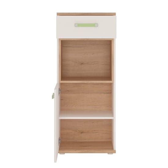 Kaas Wooden Narrow Storage Cabinet In White High Gloss And Oak_2