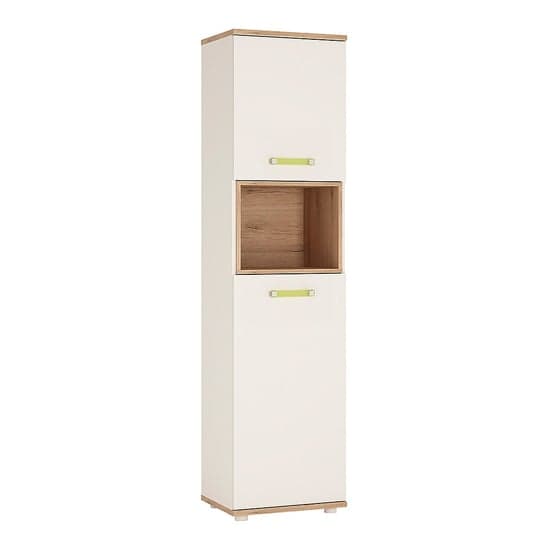Kaas Wooden Storage Cabinet In White Gloss And Oak With 2 Doors_1