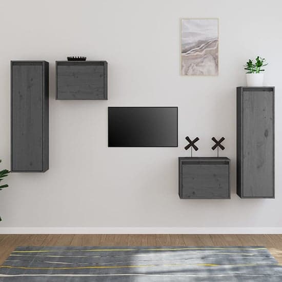 Kacela Solid Pinewood Entertainment Unit In Grey_1