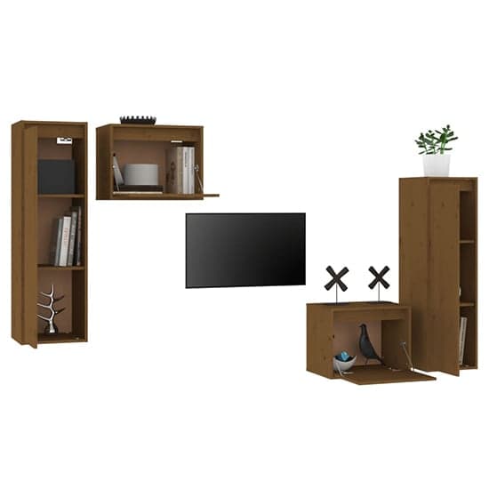 Kacela Solid Pinewood Entertainment Unit In Honey Brown_4