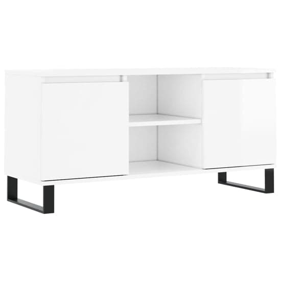 Kacia High Gloss TV Stand With 2 Doors In White_2