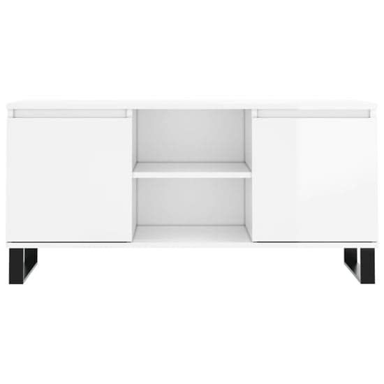Kacia High Gloss TV Stand With 2 Doors In White_3