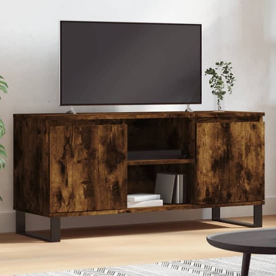 Kacia Wooden TV Stand With 2 Doors In Smoked Oak_1