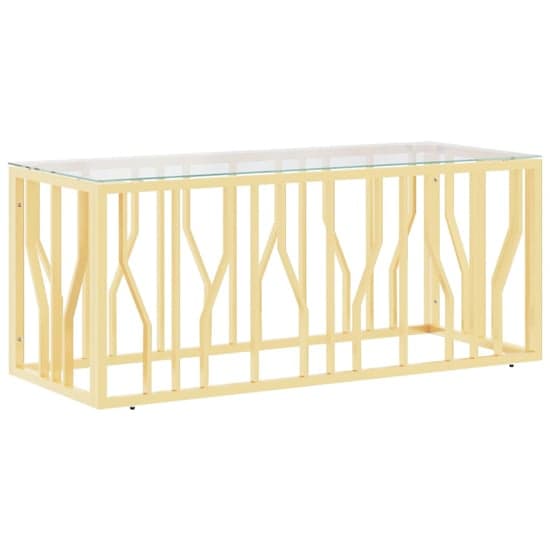 Kacy Clear Glass Coffee Table Rectangular With Gold Frame_2
