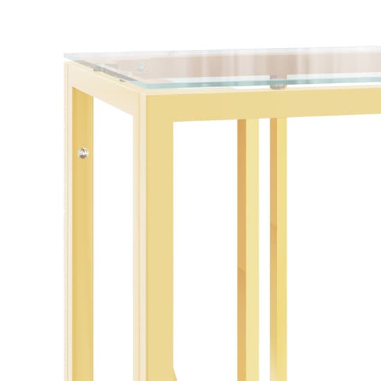 Kacy Clear Glass Console Table With Gold Frame_4