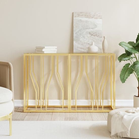Kacy Clear Glass Console Table With Gold Frame_1