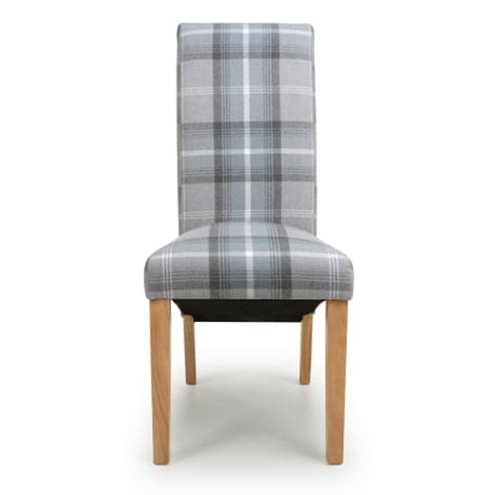 Kaduna Scroll Back Check Grey Fabric Dining Chairs In Pair_3