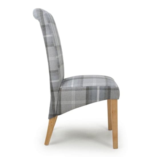 Kaduna Scroll Back Check Grey Fabric Dining Chairs In Pair_4