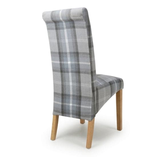 Kaduna Scroll Back Check Grey Fabric Dining Chairs In Pair_5