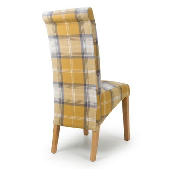 Kaduna Scroll Back Check Yellow Fabric Dining Chairs In Pair_5