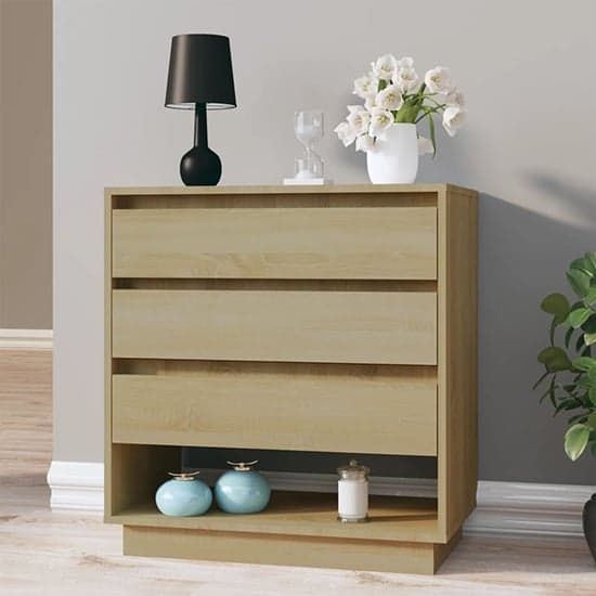 Kaelin Wooden Chest Of 3 Drawers In Sonoma Oak_2
