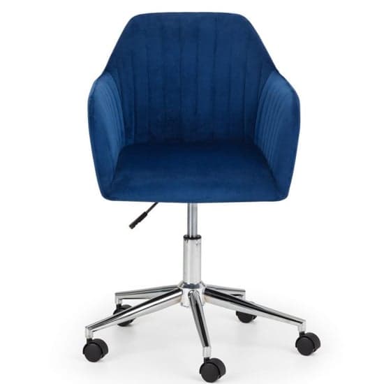 Kacella Velvet Swivel Home And Office Chair In Blue_2